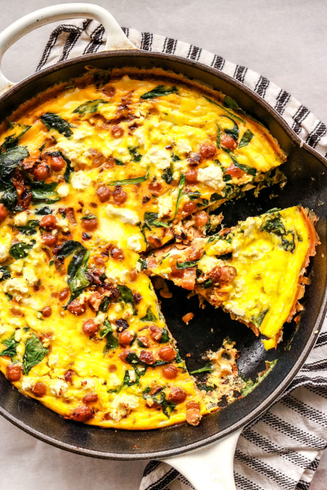 Spicy Chickpea Spinach Feta Frittata - The Toasted Pine Nut