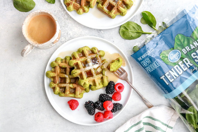 Gluten Free Green Spinach Waffles - The Toasted Pine Nut