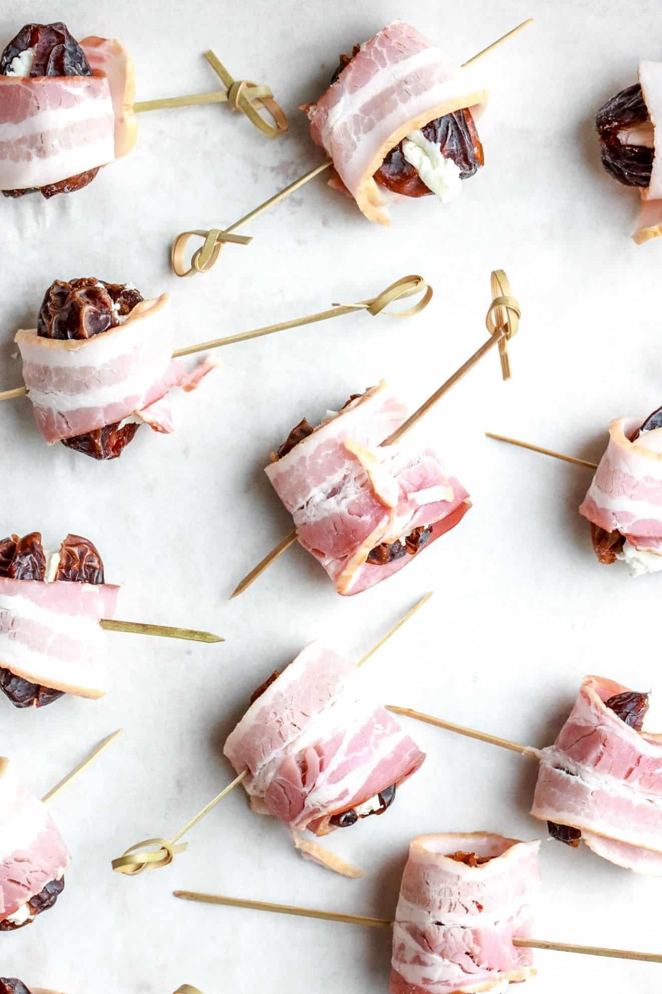 Bacon Wrapped Dates with Goat Cheese - The Toasted Pine Nut