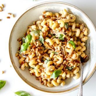 Creamy Garlic Tahini Pasta - The Toasted Pine Nut