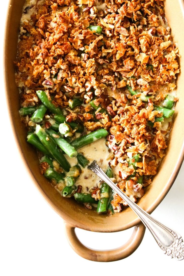 Cheesy Green Bean Casserole with Bacon - The Toasted Pine Nut